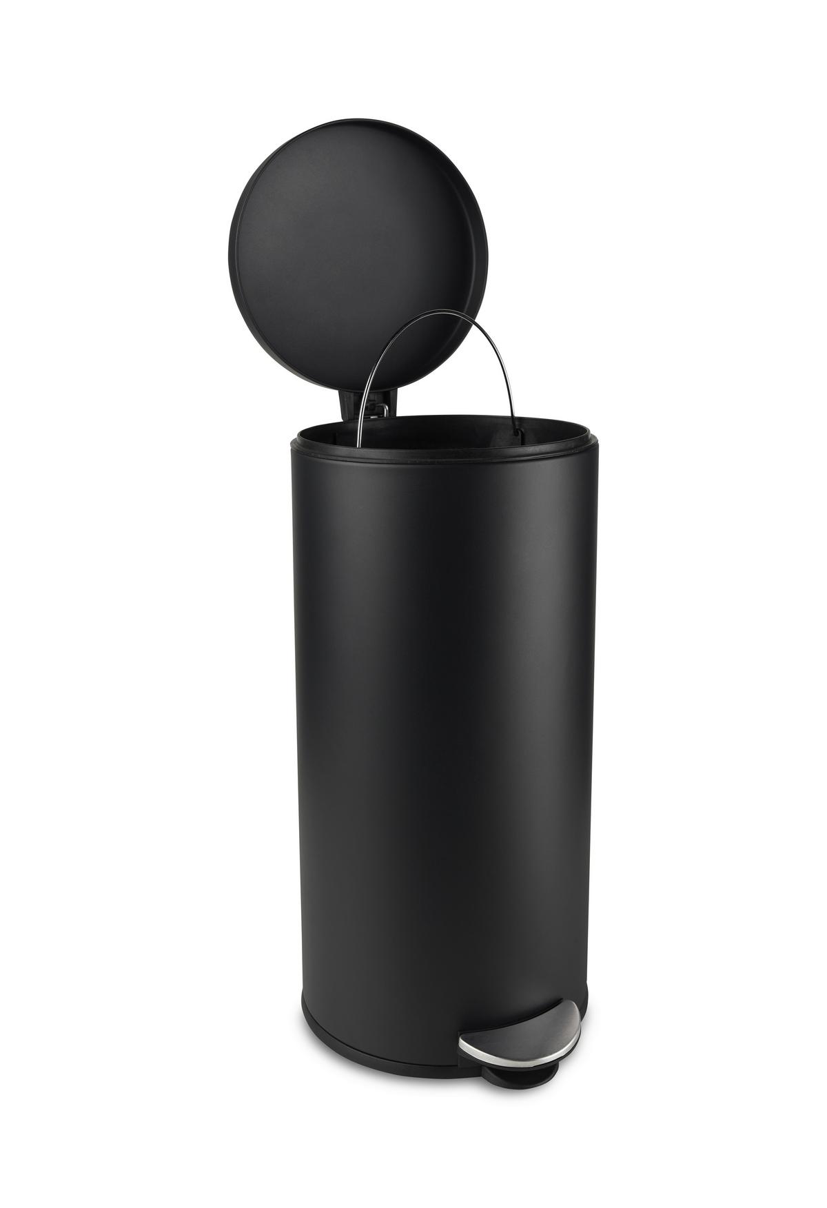 Treteimer Samuel in Schwarz ca. 30 l - Schwarz, KONVENTIONELL, Kunststoff/Metall (29/64,5cm) - Modern Living