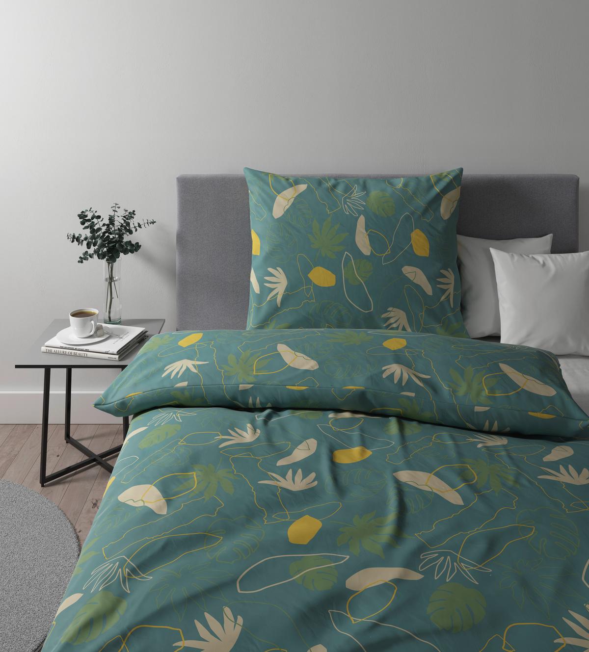 Posteljina 140x200cm Karin - zelena/bež, Konvencionalno, tekstil (140/200cm) - Premium Living