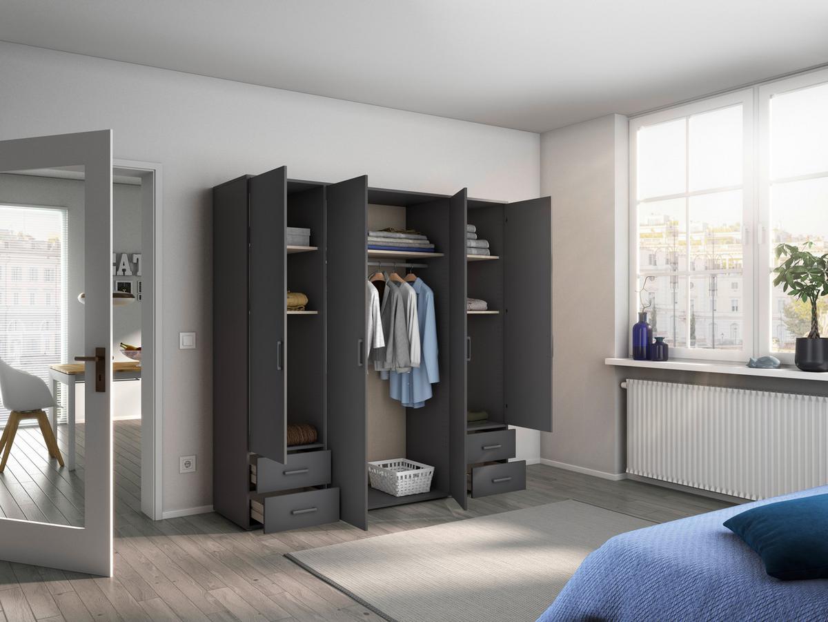 Ormar S Klasičnim Vratima Voyager - siva, Moderno, drvni materijal/plastika (187/194/53cm) - Modern Living