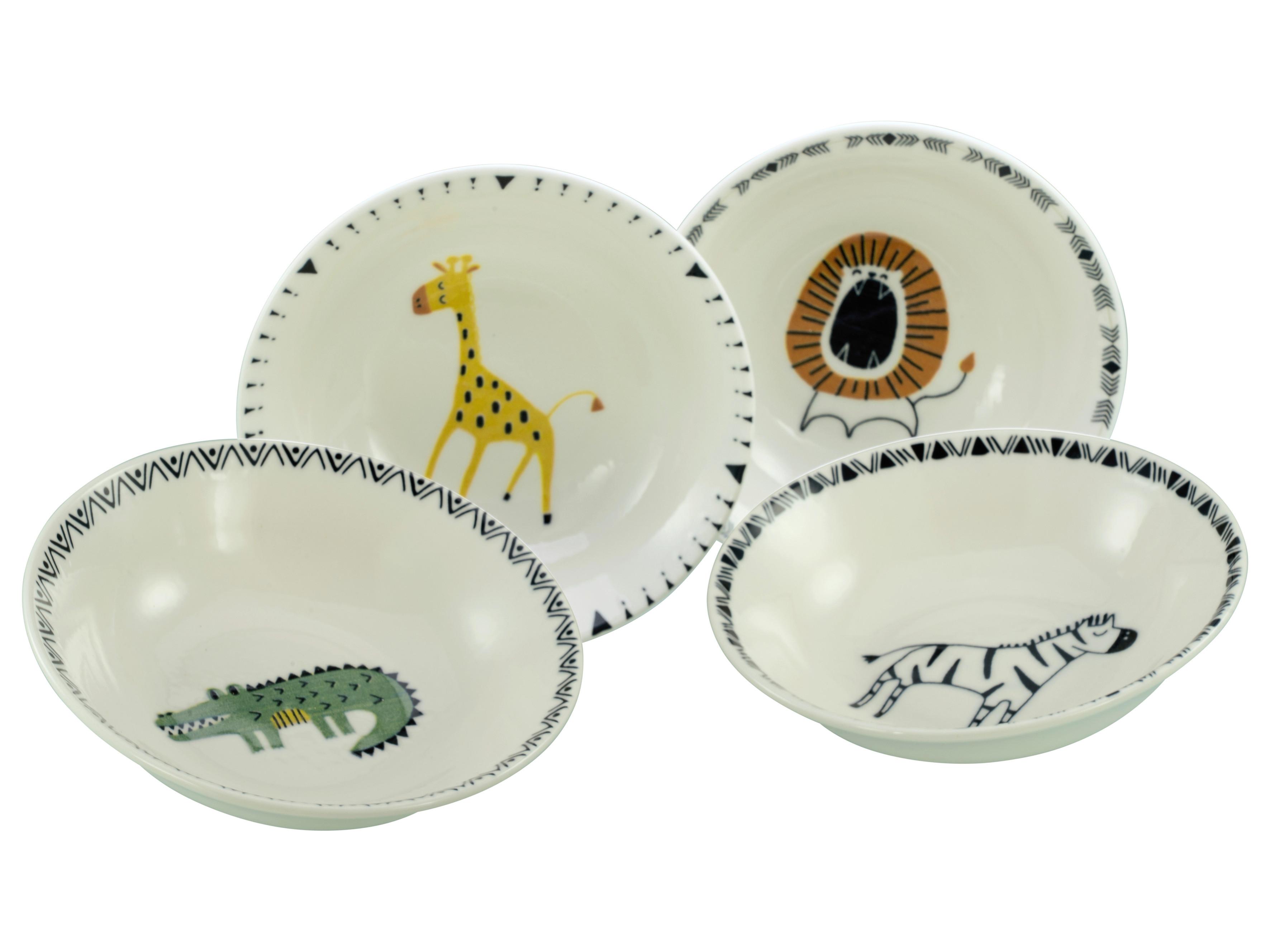 Set Otroških Posodic Safari, 4-Delni - večbarvno/sivobela, Basics, keramika (18,5cm) - Creatable