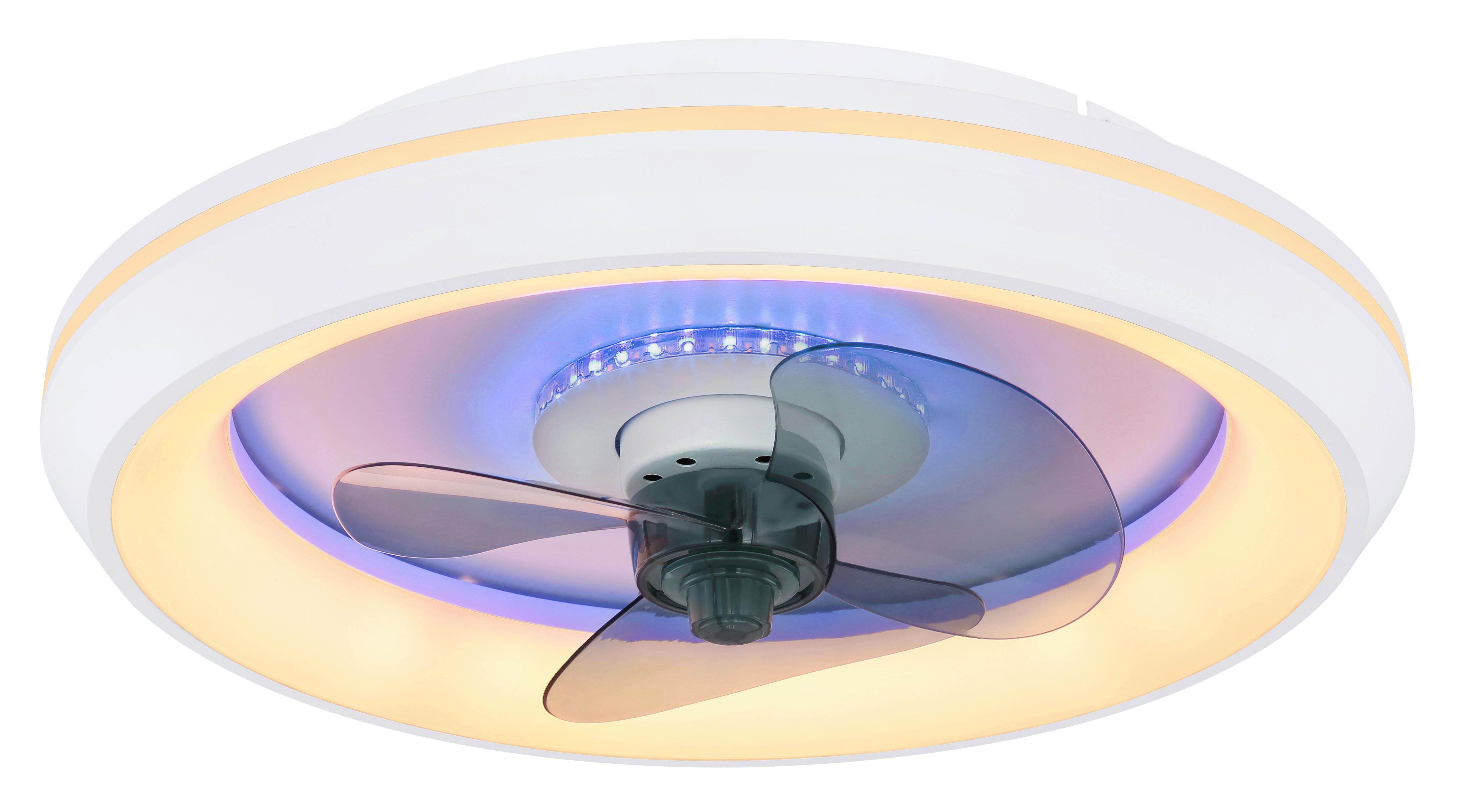 Deckenventilator Joey Opal/Weiß/Grau - Opal/Weiß, Basics, Kunststoff/Metall (45/13cm) - Globo