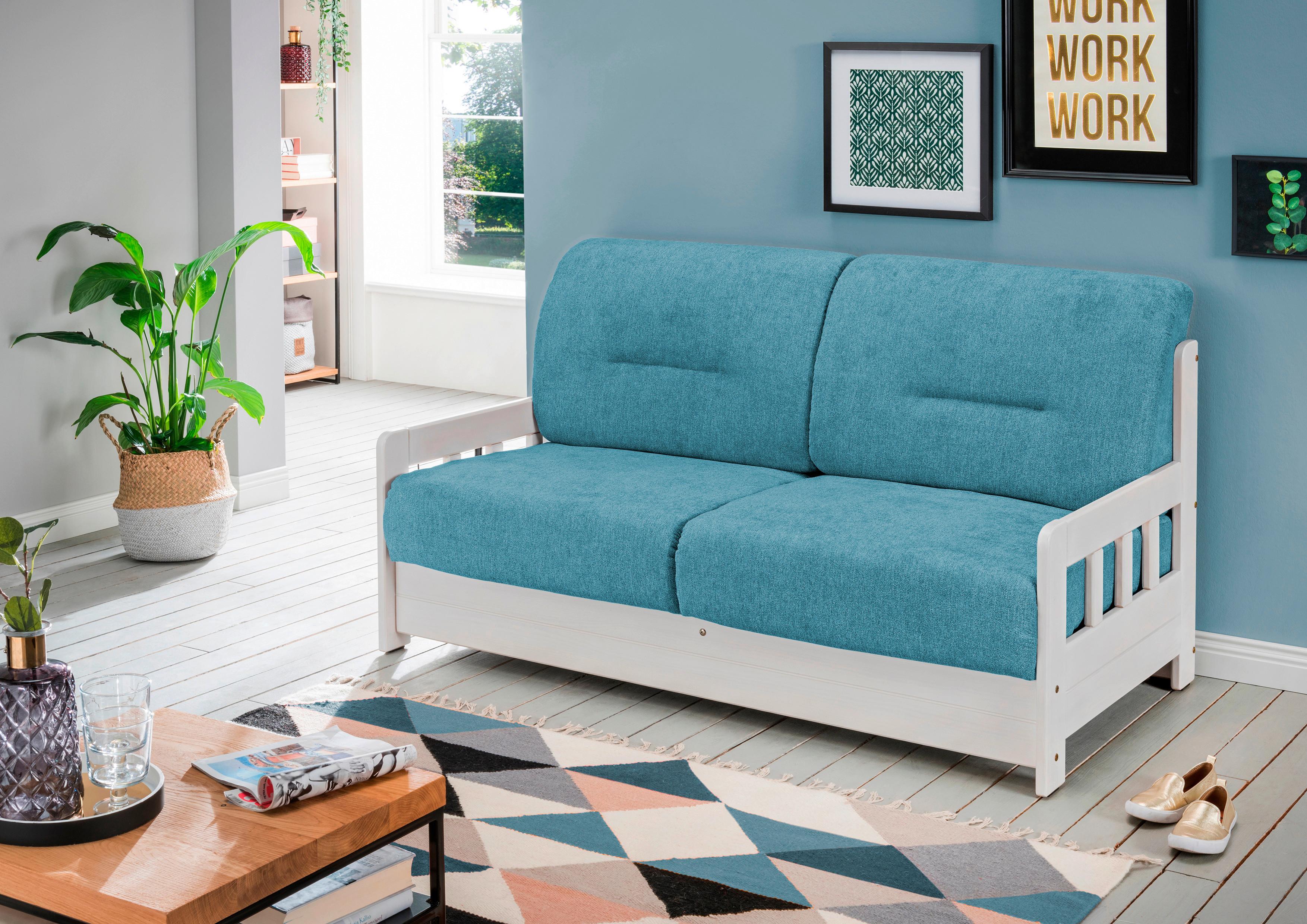 Schlafsofa Camino Holzkorpus Blau/Weiß - Blau/Weiß, LIFESTYLE, Holz/Textil (154/88/90cm) - Livetastic