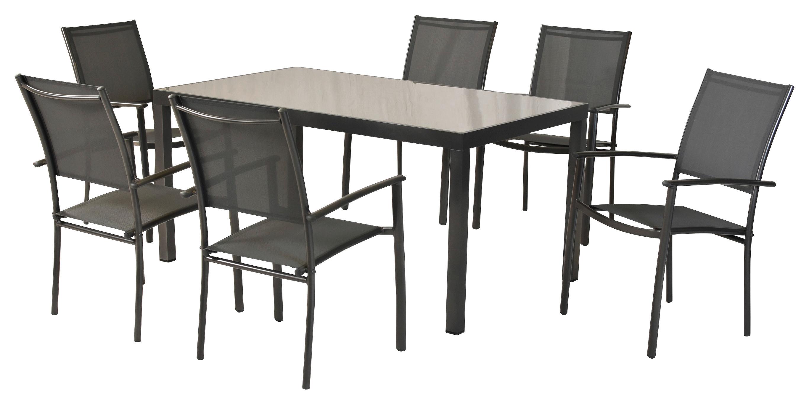 Vrtni Set Milano, 7-Delni - siva/barve grafita, Moderno, kovina/tekstil - Gardenson