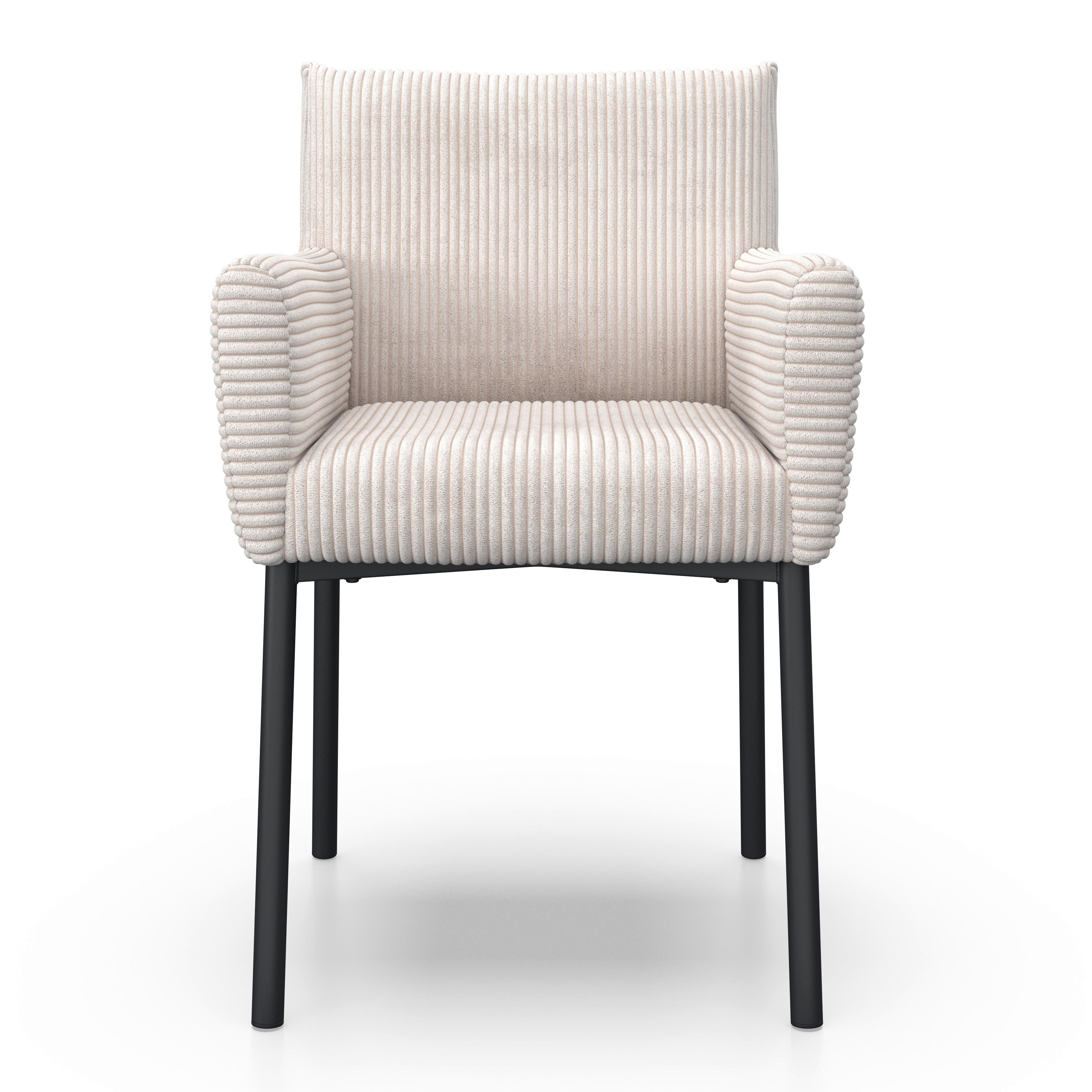 STOL MED ARMSTÖD SOFIA - beige/svart, Modern, metall/trä (57/87/58cm) - Bessagi Home