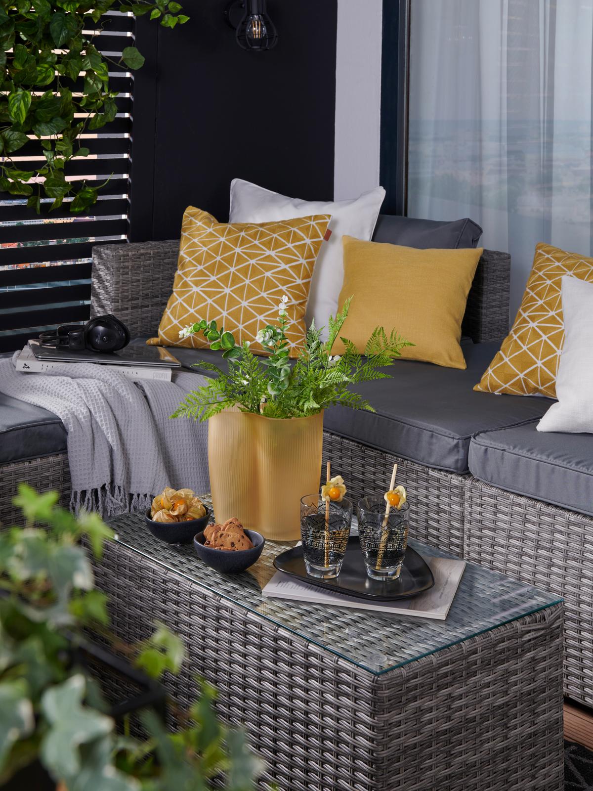 Loungegarnitur Parga in Grau - Grau, Modern, Glas/Kunststoff - Mömax