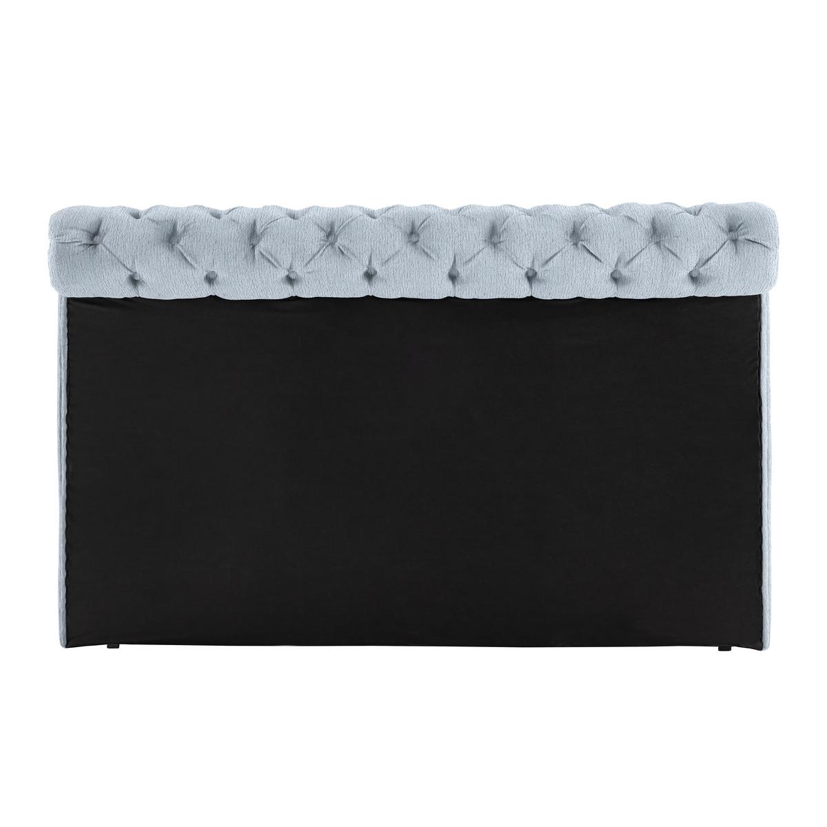 Boxspringbett Queen Blaugrau ca. 180x200cm - Chromfarben/Goldfarben, KONVENTIONELL, Textil (180/200cm) - Premium Living