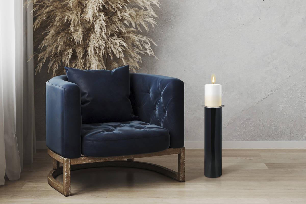 KERZENSTÄNDER BODENKERZENSTÄND. ART DECO 195 - Dunkelgrün/Silberfarben, Trend, Metall (20/70/20cm) - Kayoom