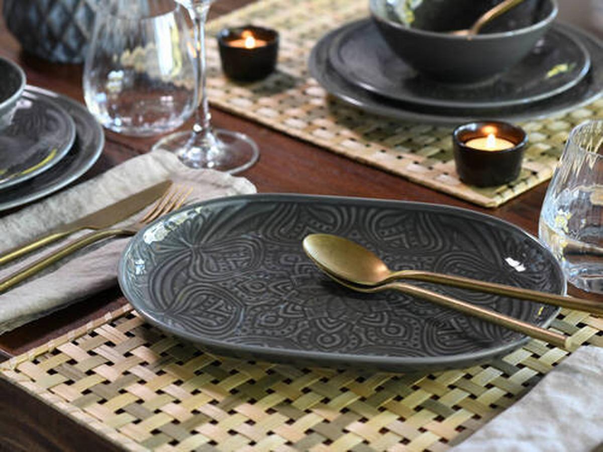 Set Pladnjev Za Serviranje Orient Mandala, 2-Delni - temno siva, Trend, keramika (30/23/7cm) - Creatable