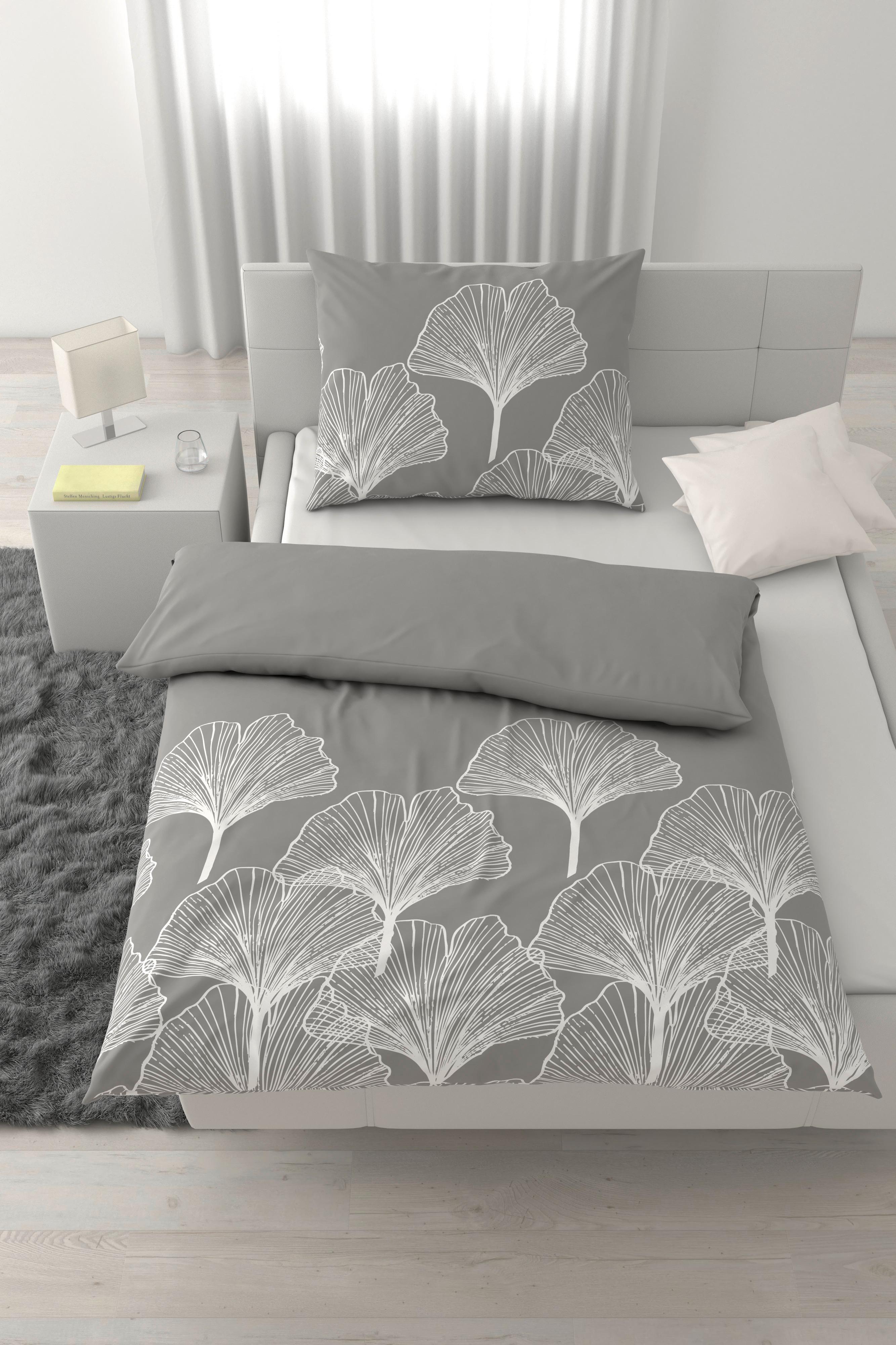 Lenjerie de pat Noa cca. 140x200/50x70cm - alb/gri, textil (140/200cm) - Mömax