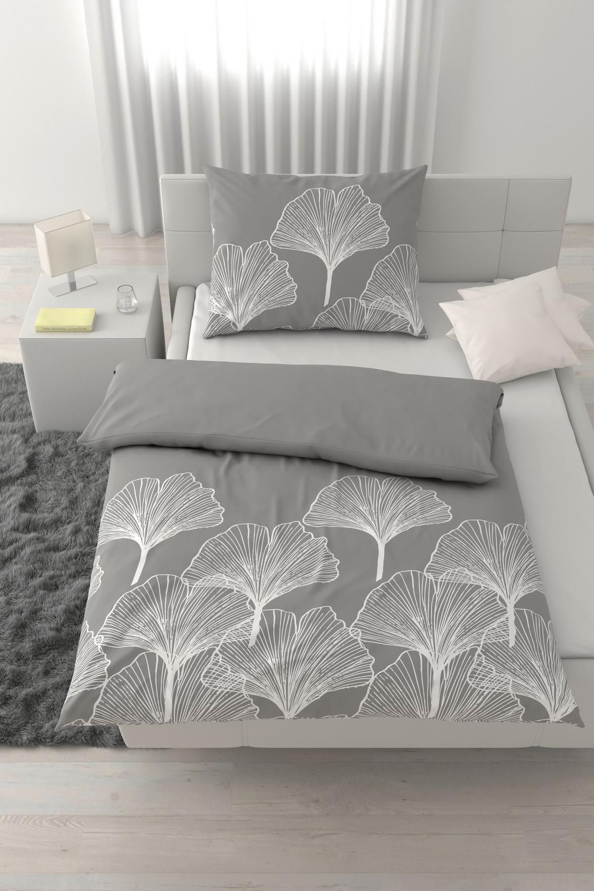 BETTWÄSCHESET NOA - Weiss/Grau, Textil (160cm) - Mömax