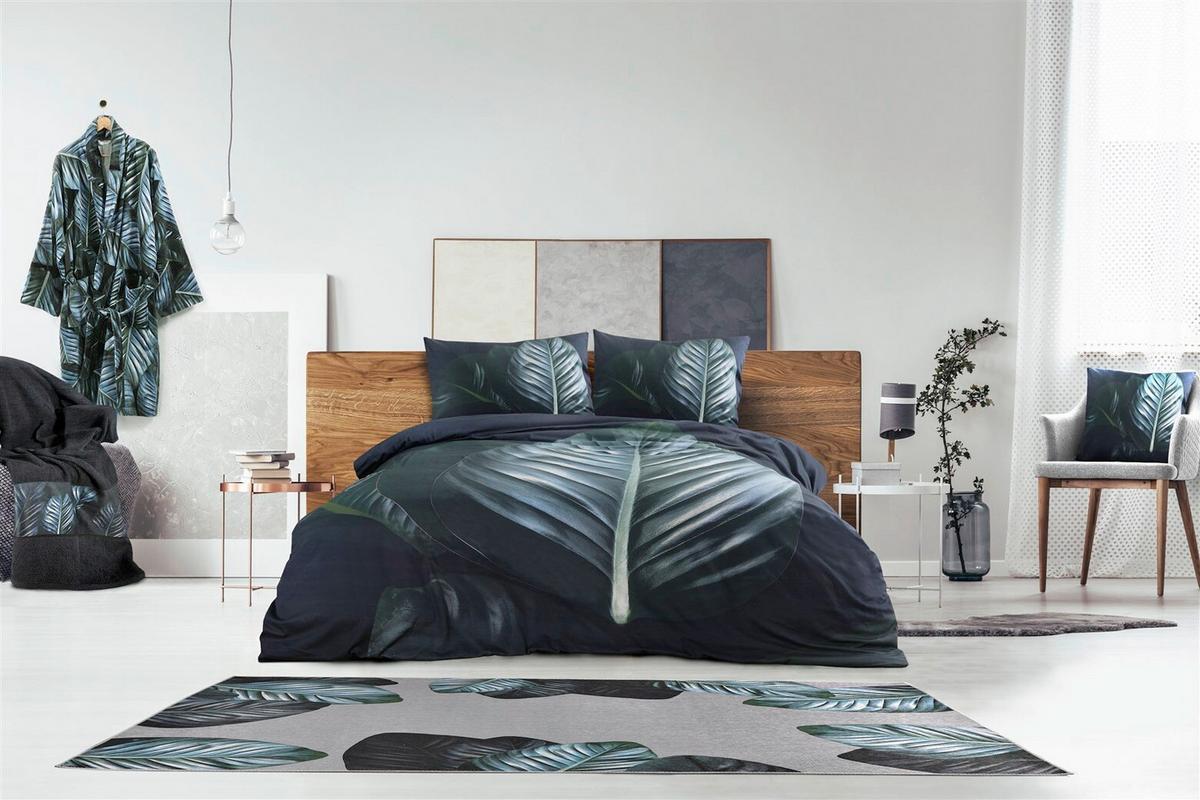 Flachwebeteppich Tropical 125 Schw/grün 130x190 - Schwarz/Grün, Basics, Textil (130/190cm) - Kayoom