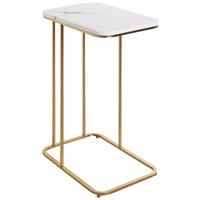 STOLIK BOCZNY ALBUFEIRA - biały/kolor złoty, Trend, materiał drewnopochodny/metal (45/67/30cm)