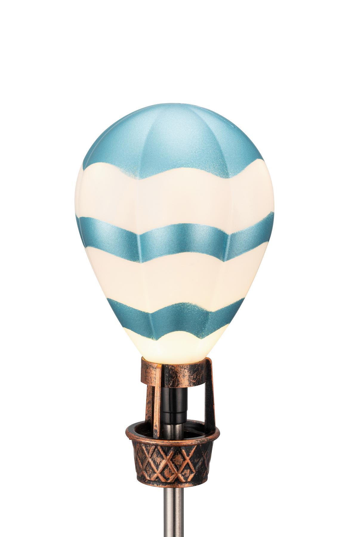 Solarleuchte Ballon Blau/Weiß max. 0,06 Watt - Blau/Weiß, ROMANTIK / LANDHAUS, Kunststoff/Metall (8/83,5cm) - Mömax