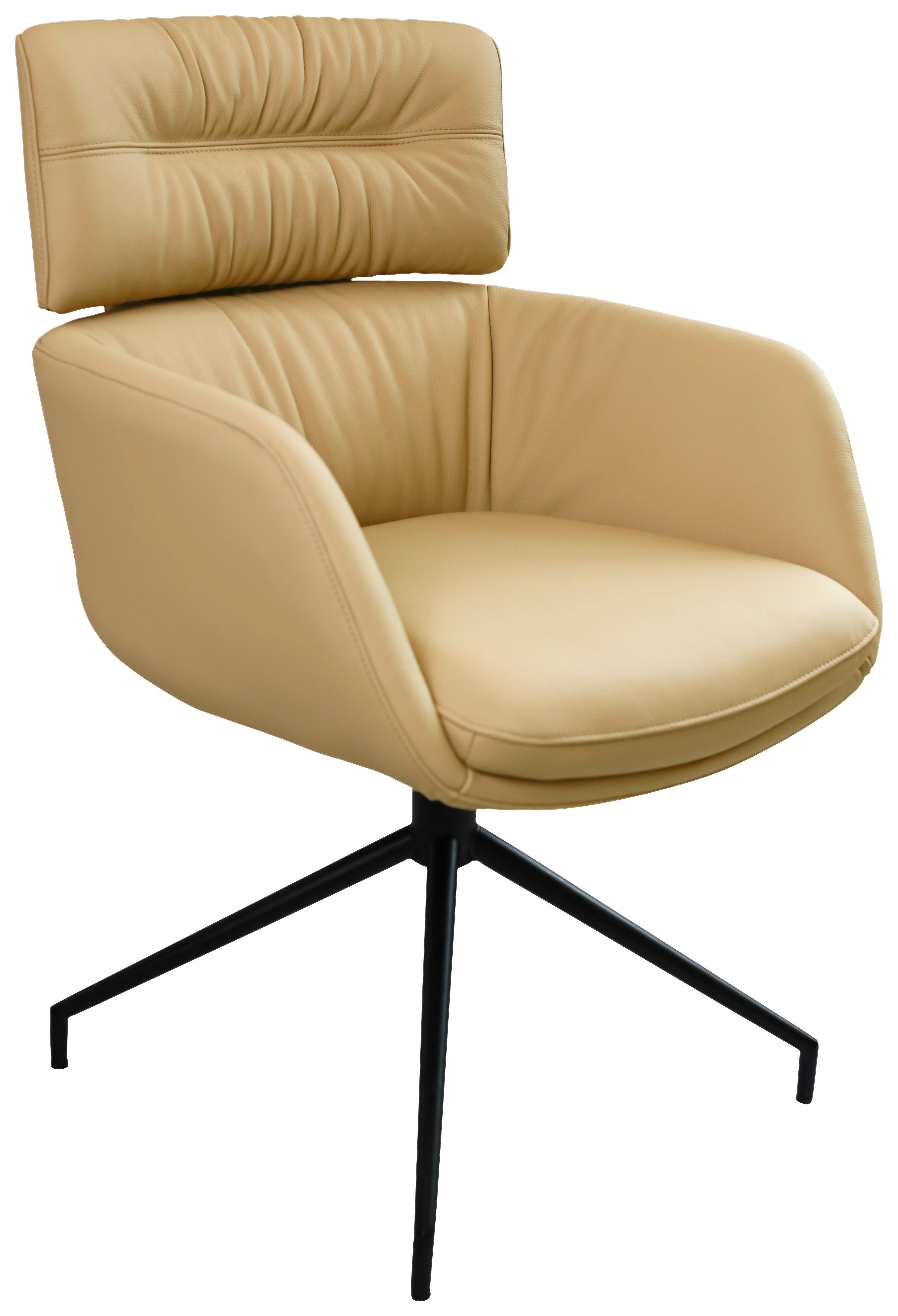 KRZESŁO Z PODŁOKIETNIKAMI PABLO -EXKLUSIV- - czarny/jasnobrązowy, Design, skóra/metal (62/92/66cm) - Dieter Knoll