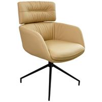 KRZESŁO Z PODŁOKIETNIKAMI PABLO -EXKLUSIV- - czarny/jasnobrązowy, Design, skóra/metal (62/92/66cm) - Dieter Knoll