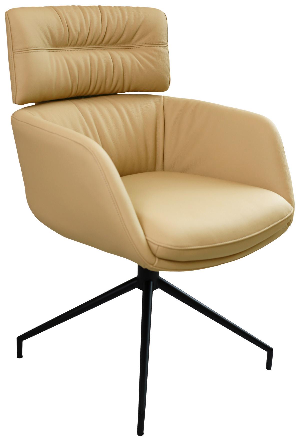 KRZESŁO Z PODŁOKIETNIKAMI PABLO -EXKLUSIV- - czarny/jasnobrązowy, Design, skóra/metal (62/92/66cm) - Dieter Knoll