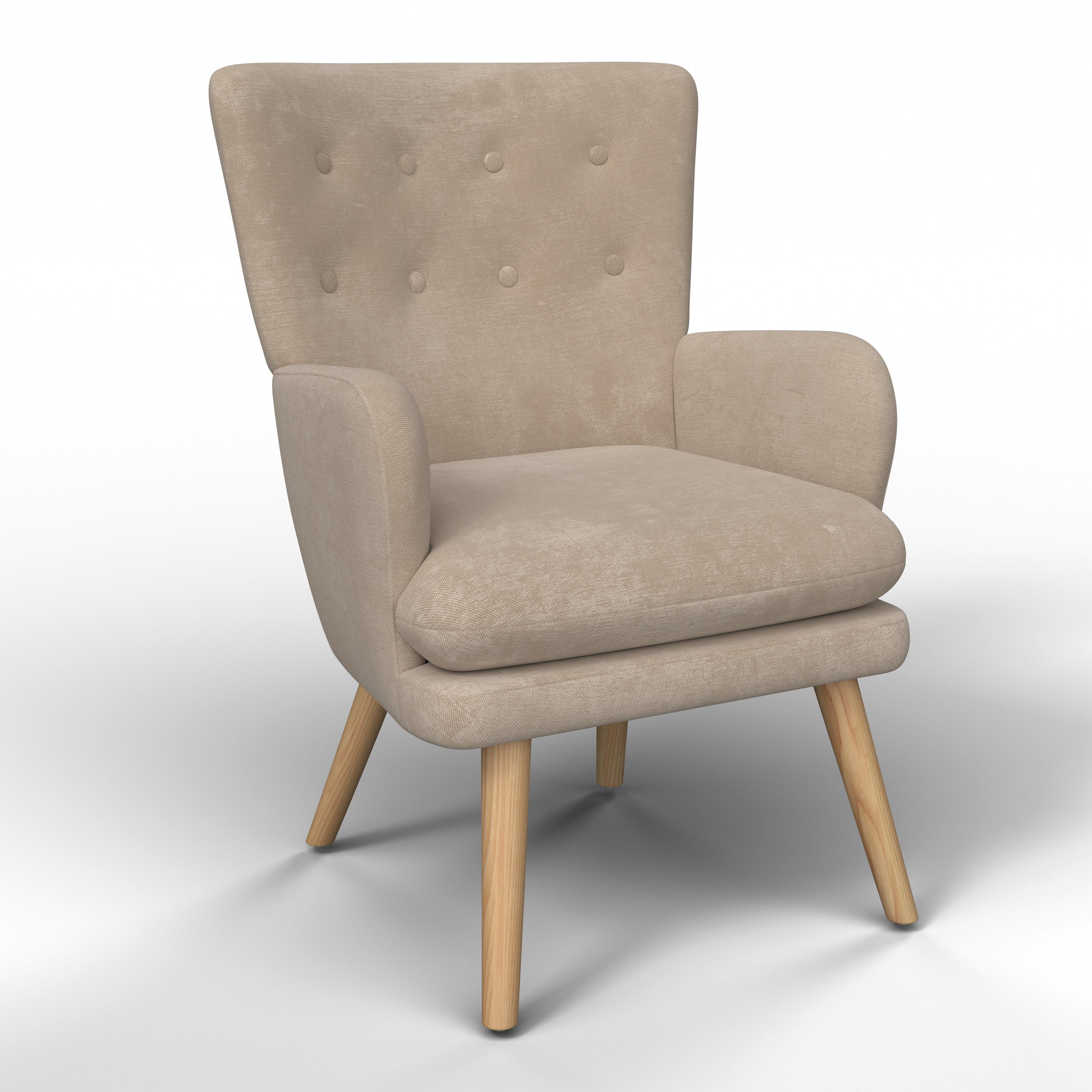 Ohrensessel Stanka Beige Webstoff - Sandfarben/Naturfarben, MODERN, Holz/Textil (67/91/72cm) - Bessagi Home