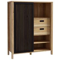 Highboard Jytana Schwarz/Eichefarben - Eichefarben/Schwarz, Modern, Holzwerkstoff (103,4/129,9/40,2cm) - Premium Living