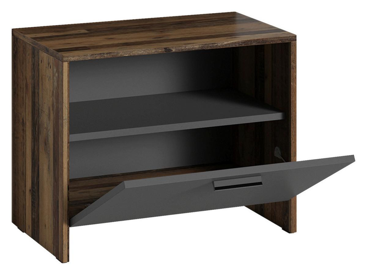 Garderobenbank Ben Alteiche/Anthrazit - Alteiche/Anthrazit, MODERN, Holzwerkstoff/Kunststoff (60/48/35cm) - MID.YOU