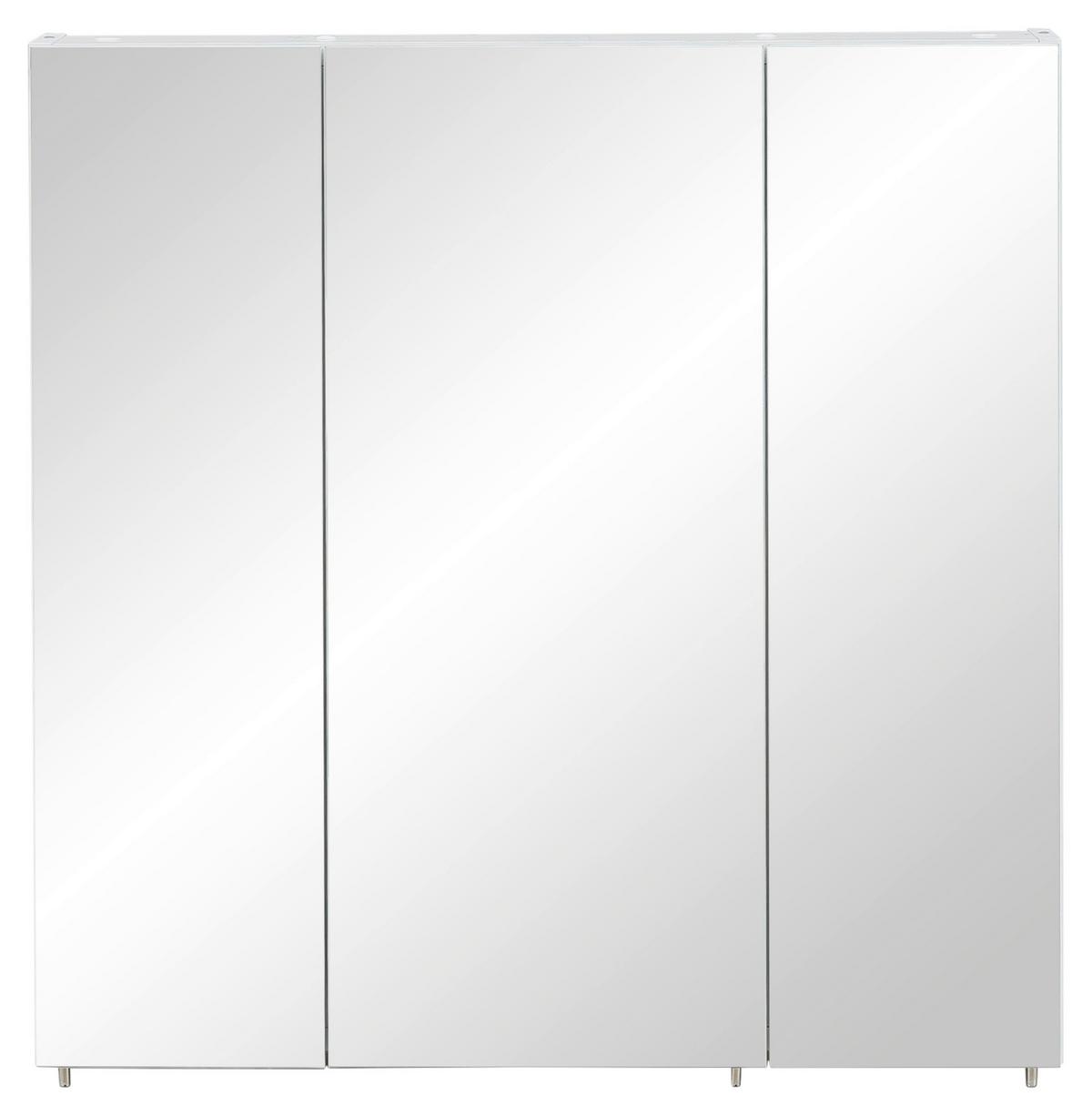 Spiegelschrank Lumo 3-türig ca. 70x71 cm Weiß - Nickelfarben, MODERN, Glas/Holzwerkstoff (70/70,7/15,6cm) - MID.YOU