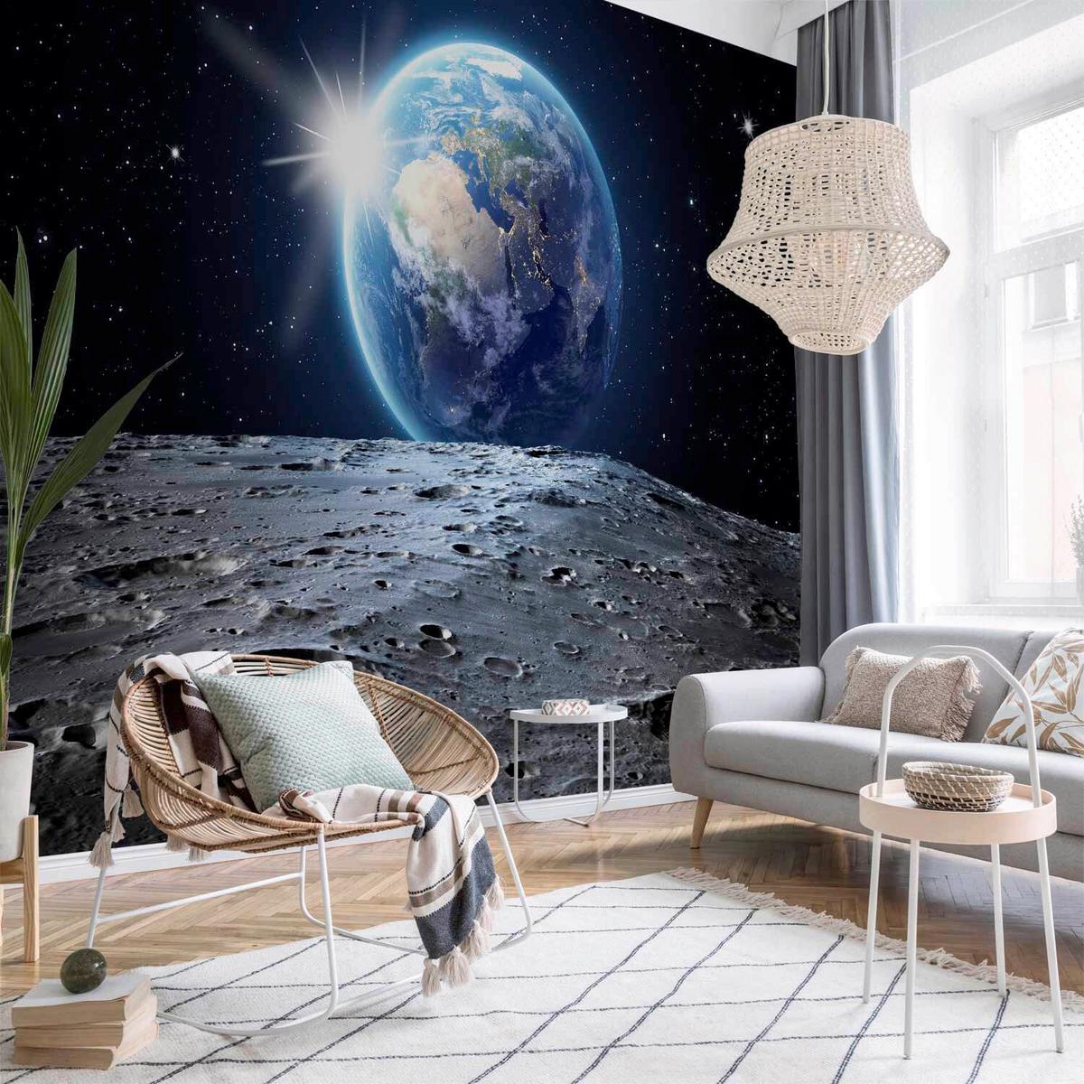 Fototapeta View Of The Blue Planet, 250x175cm - modra/črna, Trendi, tekstil (250/175cm) - artgeist