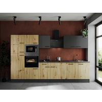 Kuhinjski Blok Z Aparati Oliver, 340cm - siva/črna, Design, kovina/leseni material (340cm) - Respekta