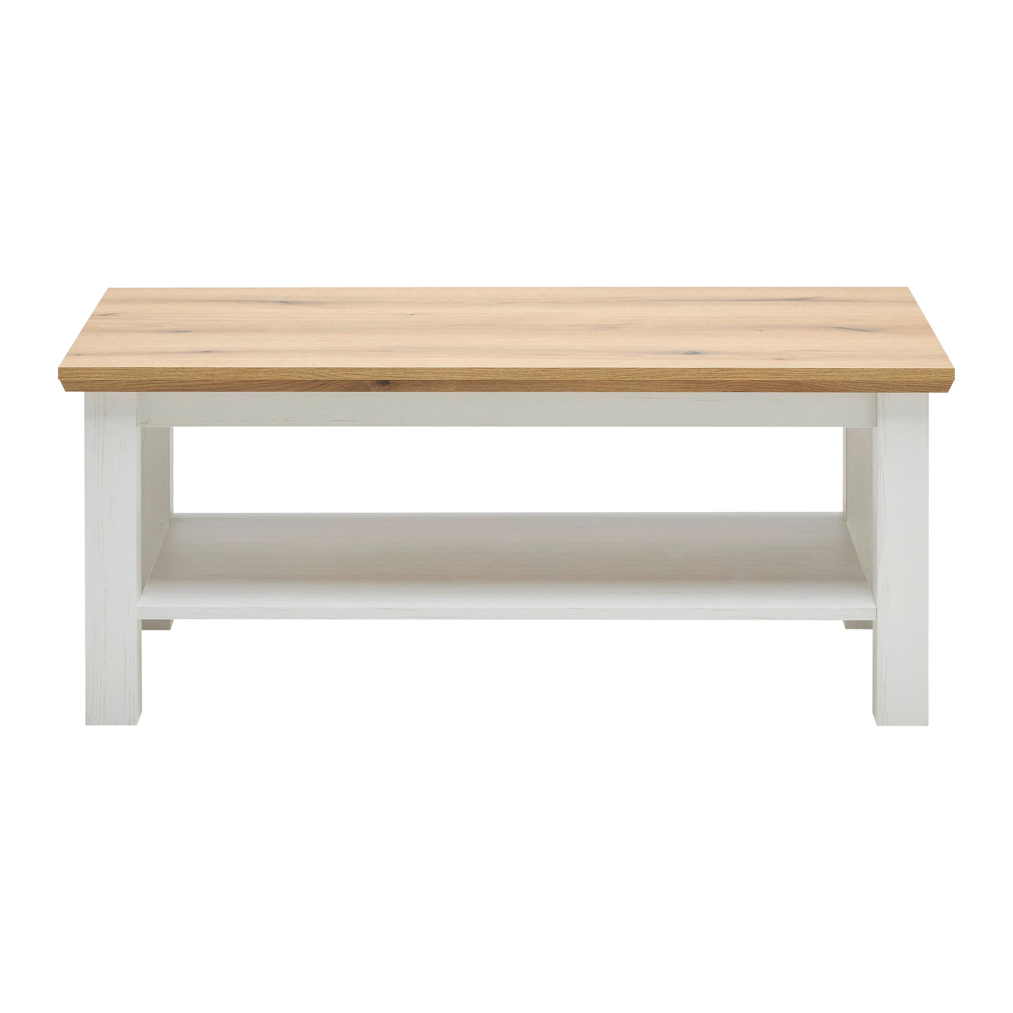 Couchtisch Korsika Eichefarben/Weiß - Eichefarben/Weiß, ROMANTIK / LANDHAUS, Holzwerkstoff (110/45/60cm) - Mömax