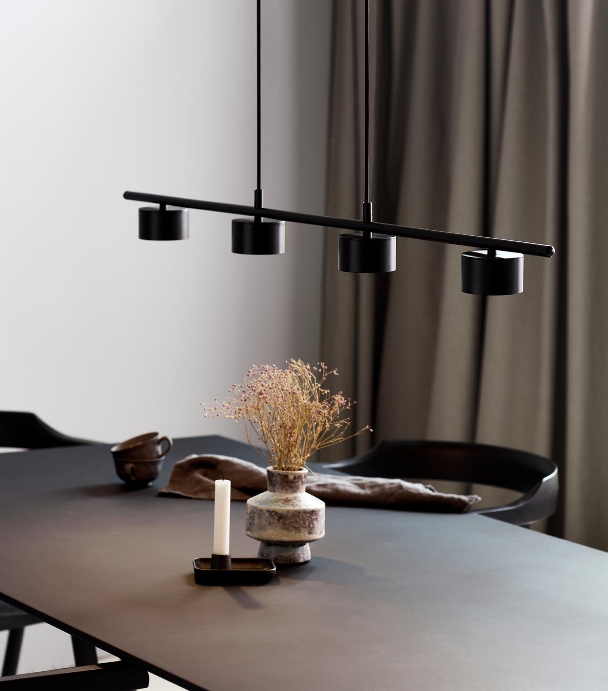 LAMPA WISZĄCA LED 2010813003 CLYDE PELA 4 LINE - czarny, Design, metal (115/8,5cm) - Nordlux
