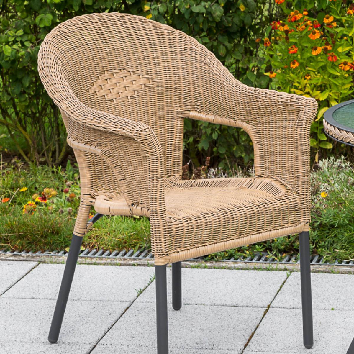 Set Vrtnih Stolov Ravenna - barve grafita/naravne barve, Romantika, kovina/umetna masa (67/87/61cm) - Gardenson