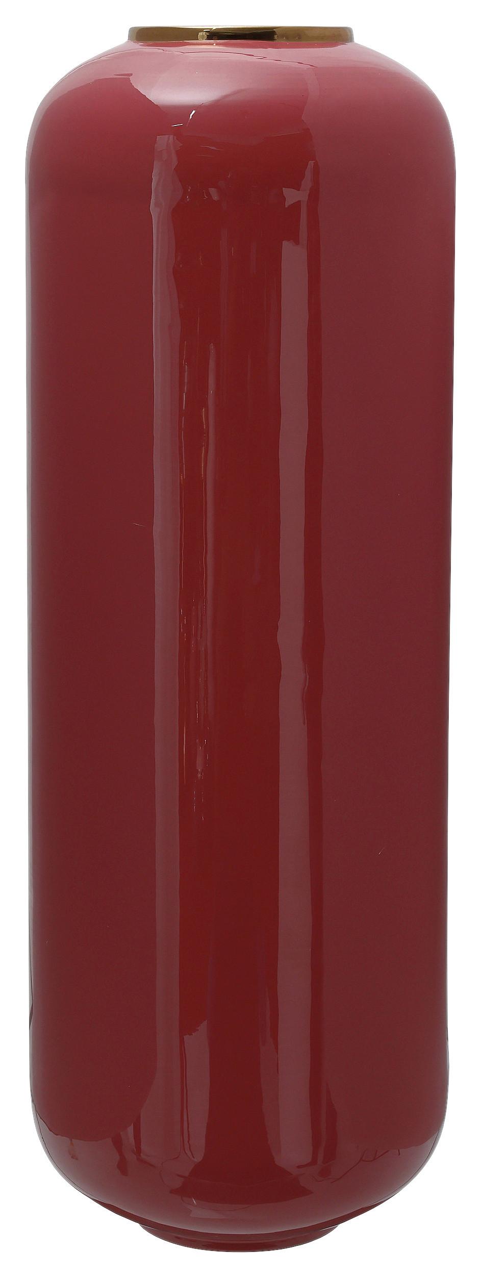 Bodenvase Art Deco Goldfarben/Koralle - Koralle/Goldfarben, Trend, Metall (24/69cm) - Kayoom