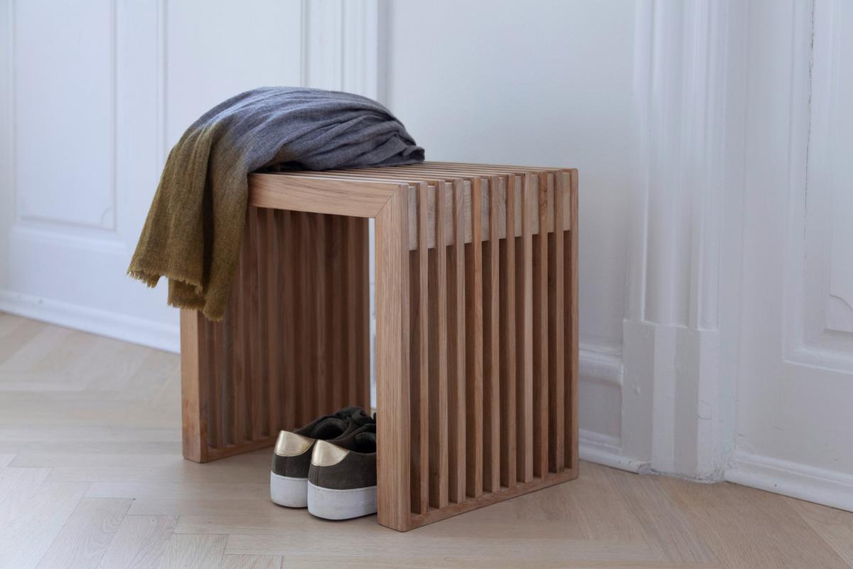 Hocker "Rib", Teak Innenhöhe ca. 39 cm - Teakfarben, KONVENTIONELL, Holz (45/43/35cm) - MID.YOU