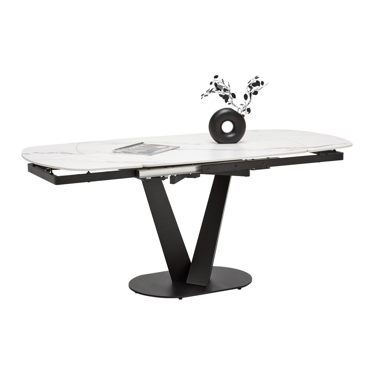 AUSZIEHTISCH NICOLAS - Weiss/Schwarz, Modern, Stein/Metall (120-180/90/75-77cm) - Mömax