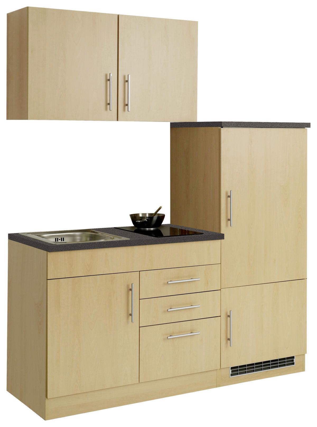 Küchenblock Toronto I m. Geräten Buchefarben - Chromfarben/Buchefarben, MODERN, Holzwerkstoff/Metall (160cm) - Held