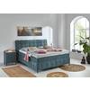 Boxspring Postelja Scarlett - turkizna/črna, Konvencionalno, kovina/leseni material (180/200cm)