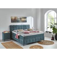 Boxspring Postelja Scarlett - turkizna/črna, Konvencionalno, kovina/leseni material (160/200cm)