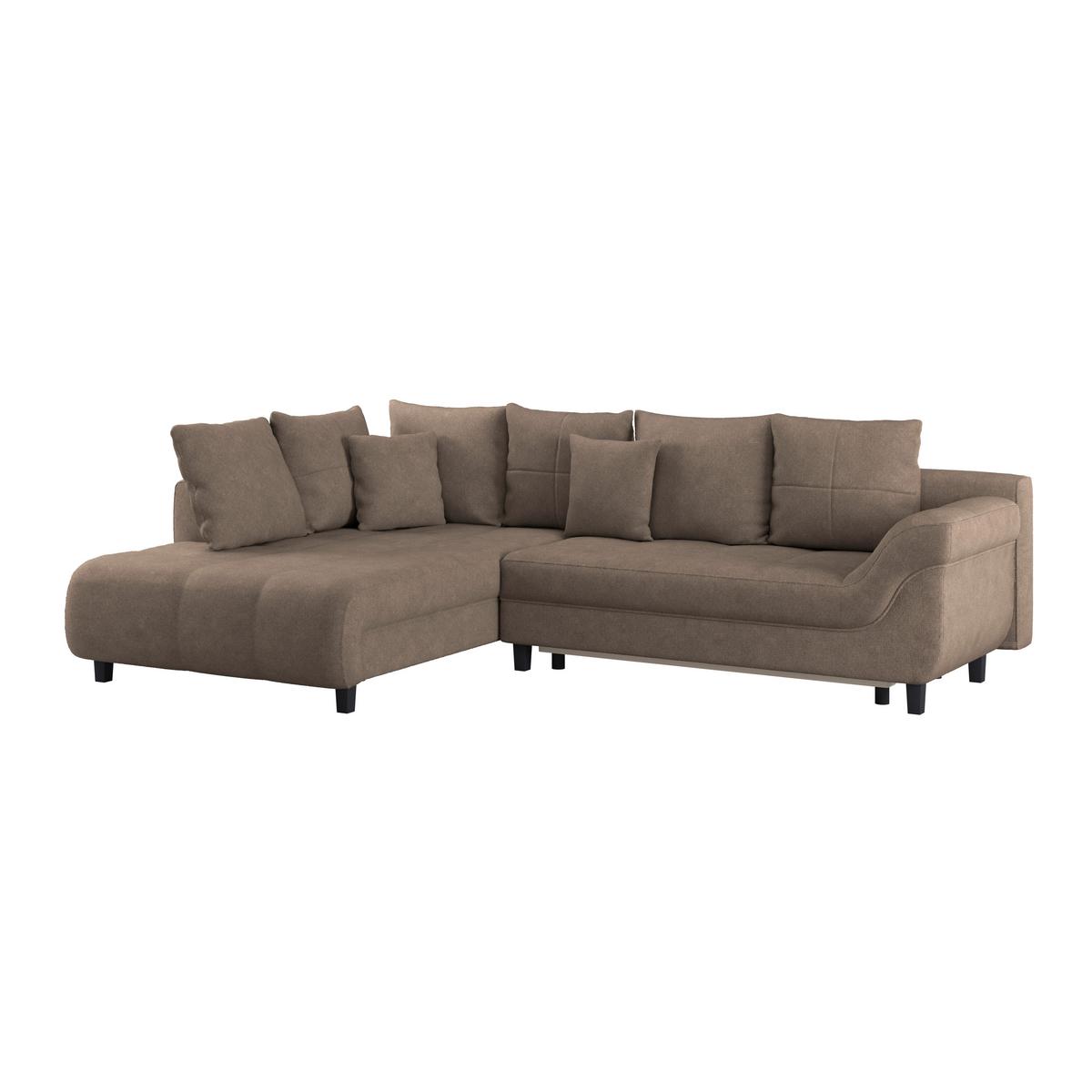 Kutna Garnitura Mendoza - smeđa/crna, Design, tekstil/drvo (197/309cm) - Modern Living