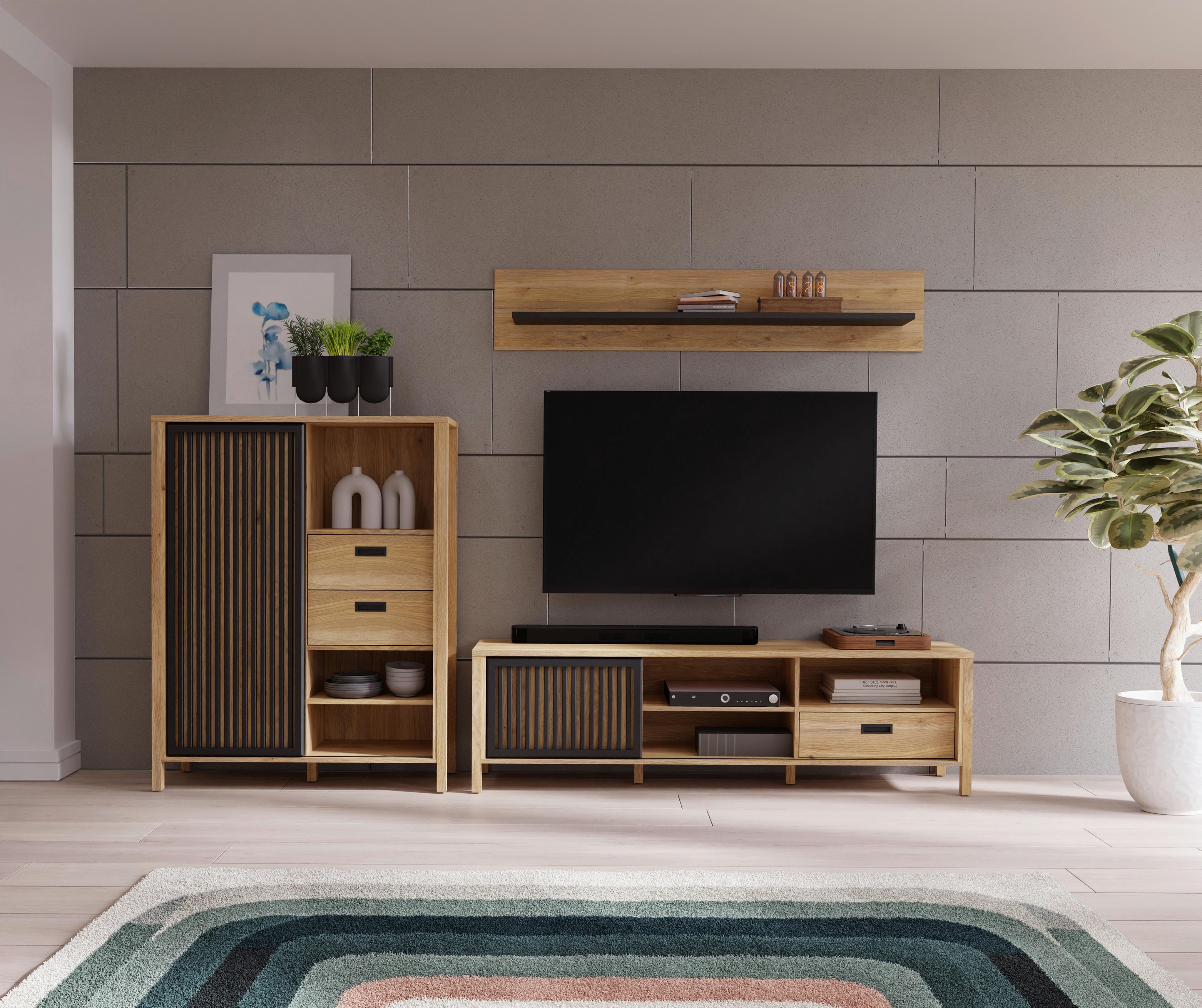 Tv Komoda Jytana - boje hrasta/crna, Moderno, drvni materijal (174,8/49,9/40,2cm) - Premium Living