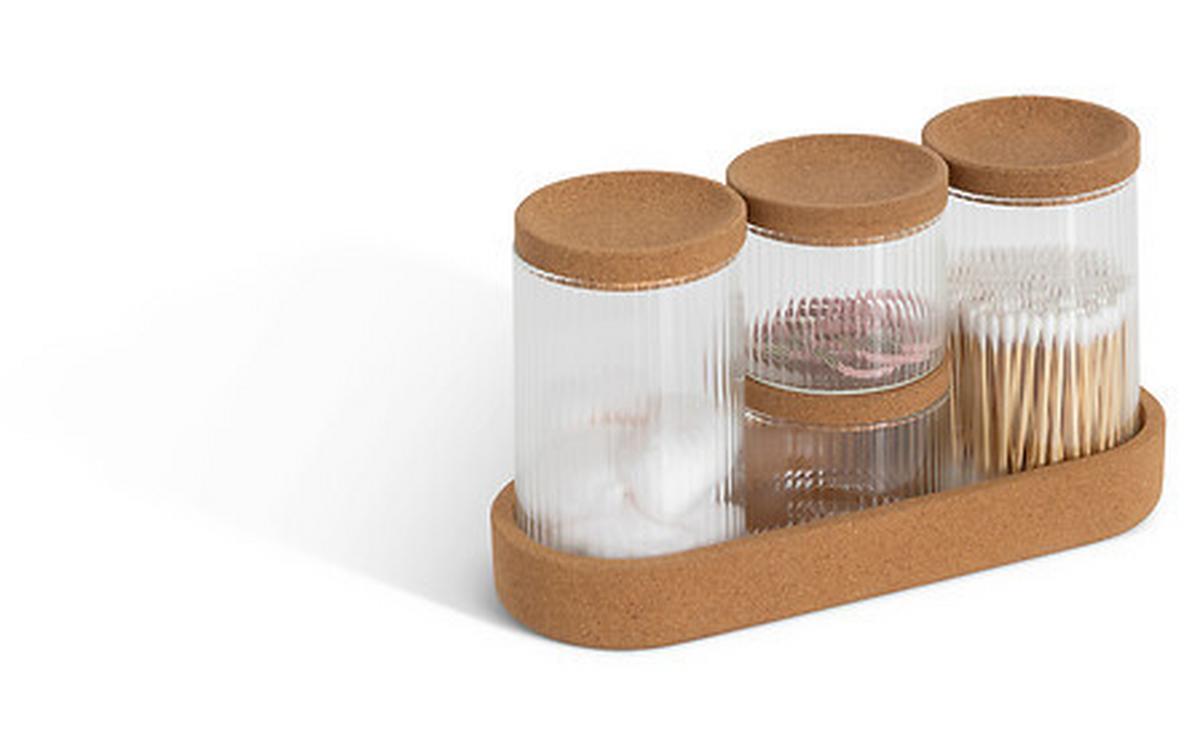 Set organizatoare cosmetice Will 5/1 - maro/transparent, Basics, sticlă/lemn (14/9,7/26cm)