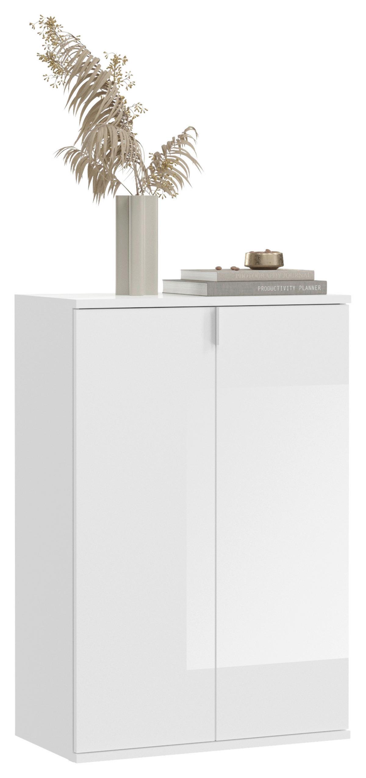 Kommode Projekt X ca. 61x99 cm Weiß - Chromfarben/Weiß Hochglanz, MODERN, Holzwerkstoff/Metall (61/99/34cm) - MID.YOU