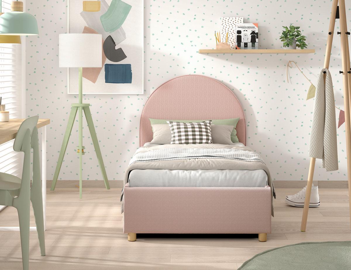 Kinder-/Juniorbett MOON Rosa ca. 90x200 cm Bouclé - Naturfarben/Rosa, ROMANTIK / LANDHAUS, Holz/Textil (90/200cm) - Vipack