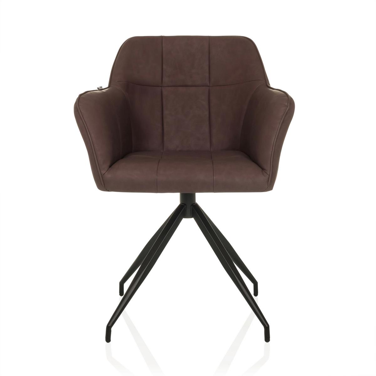 Naslanjač Elverum Spu, Temno Rjava - črna/temno rjava, Moderno, kovina/usnje (61/90/56cm) - MID.YOU