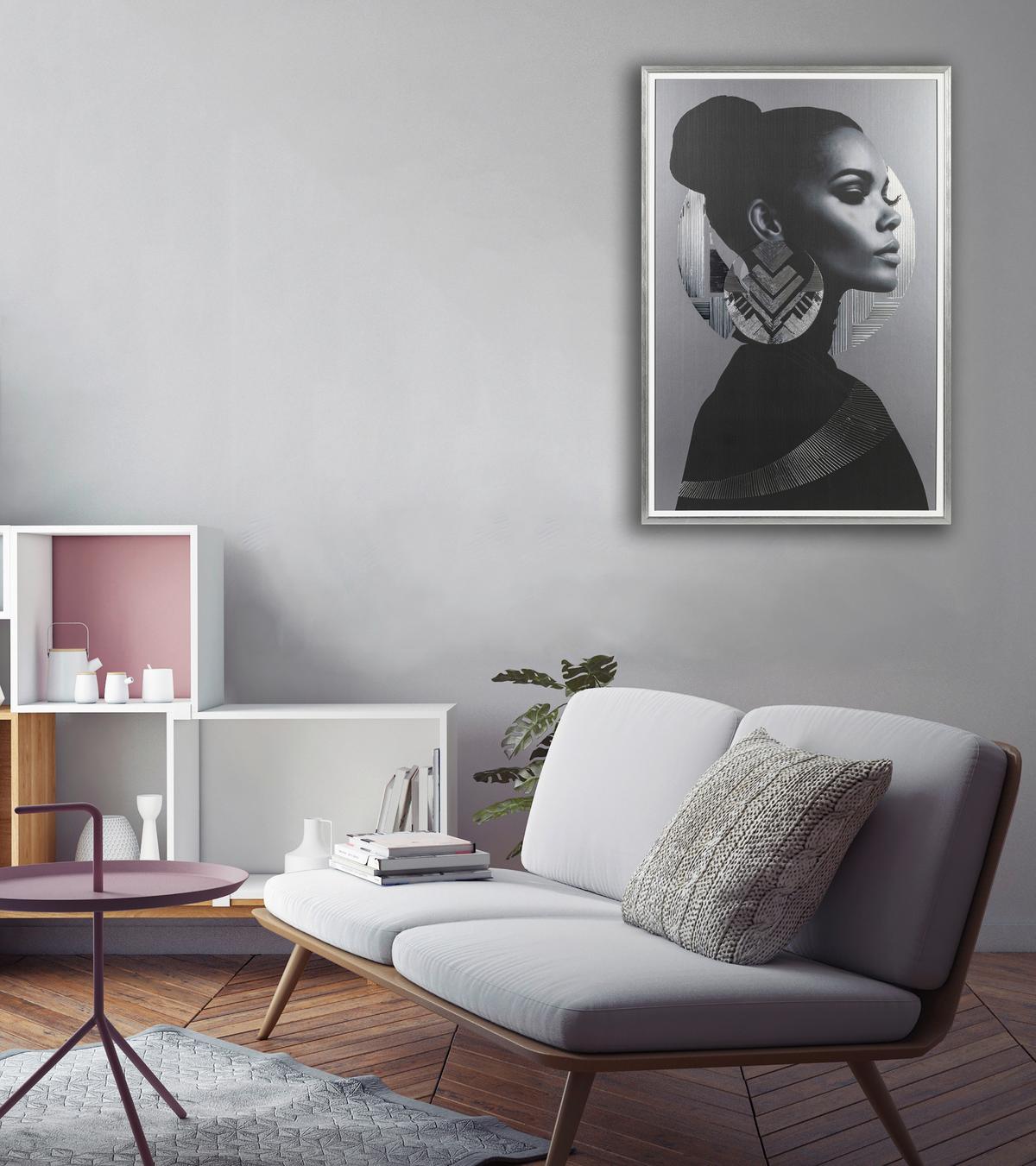 Slika Sa Ramom 84x124cm Retha - tamnosiva/crna, Moderno, drvo/tekstil (84,8/124/8,4cm) - Mömax