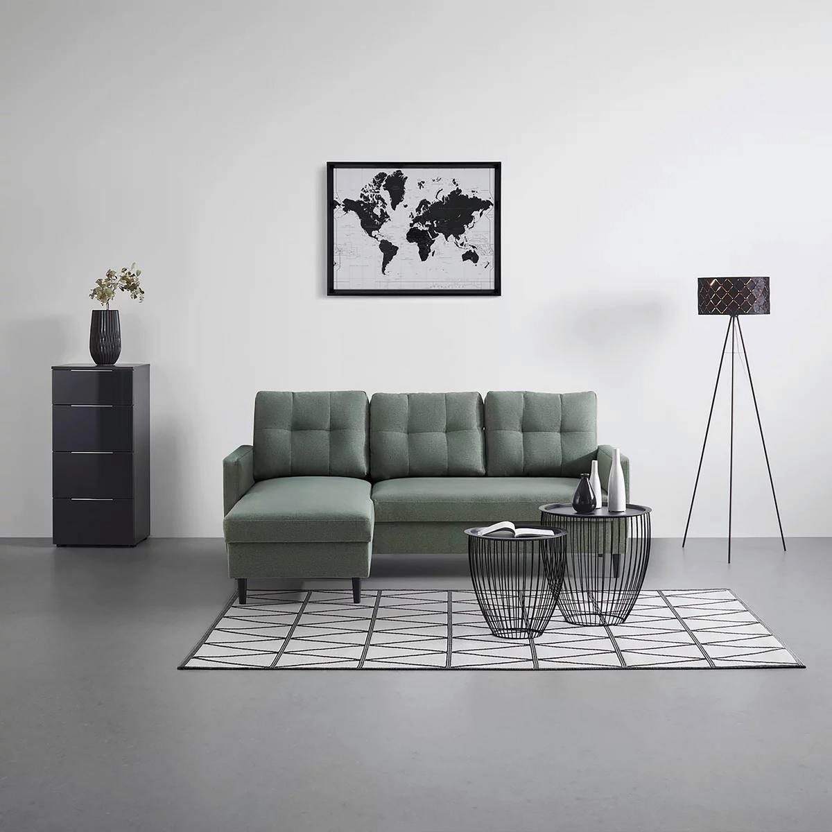 Sarokkanapé Bergen - mentazöld, Modern, faalapú anyag/textil (192/82/138cm) - Best Price