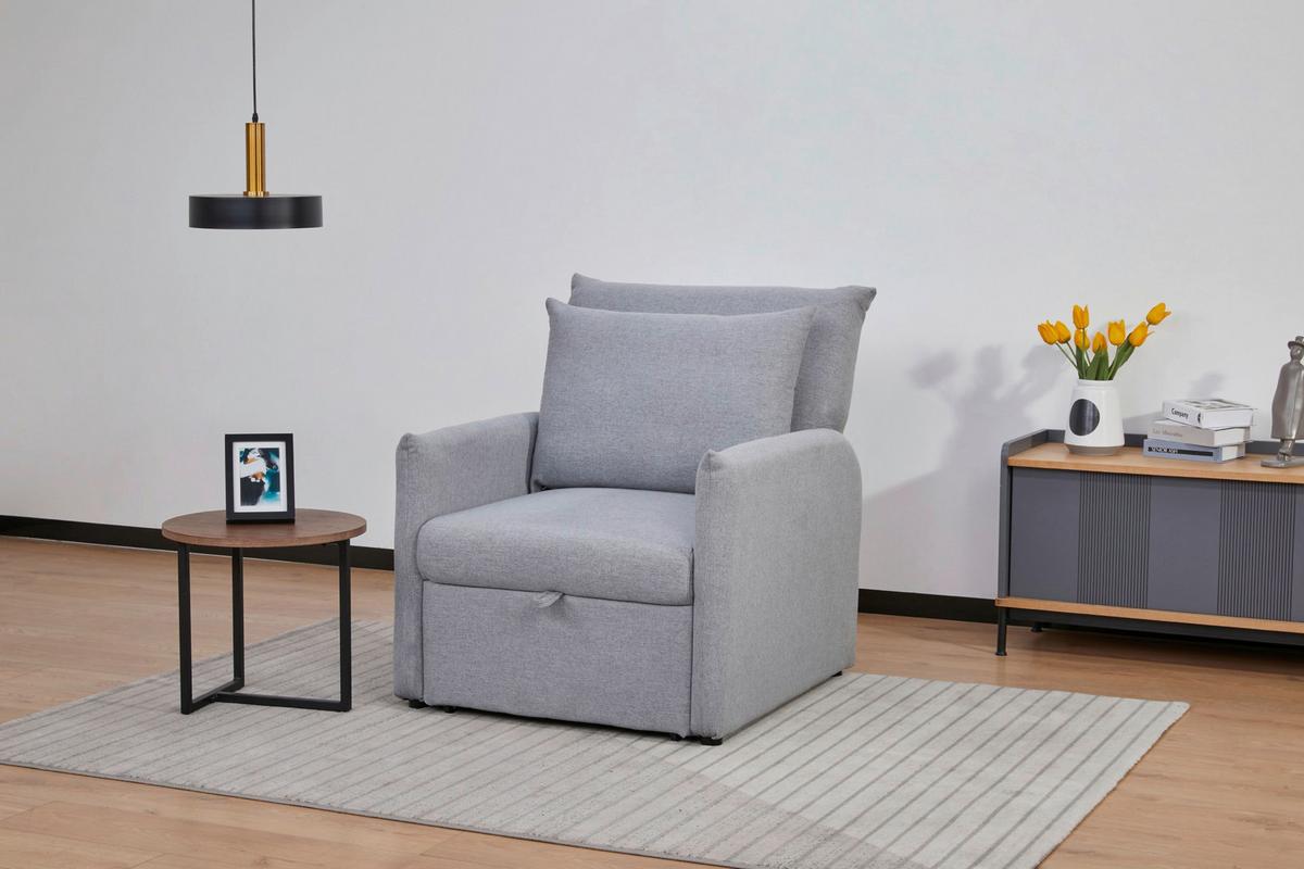 Fotelja Na Razvlačenje Celine - siva/crna, Moderno, drvo/tekstil (84/97/102cm) - Mömax