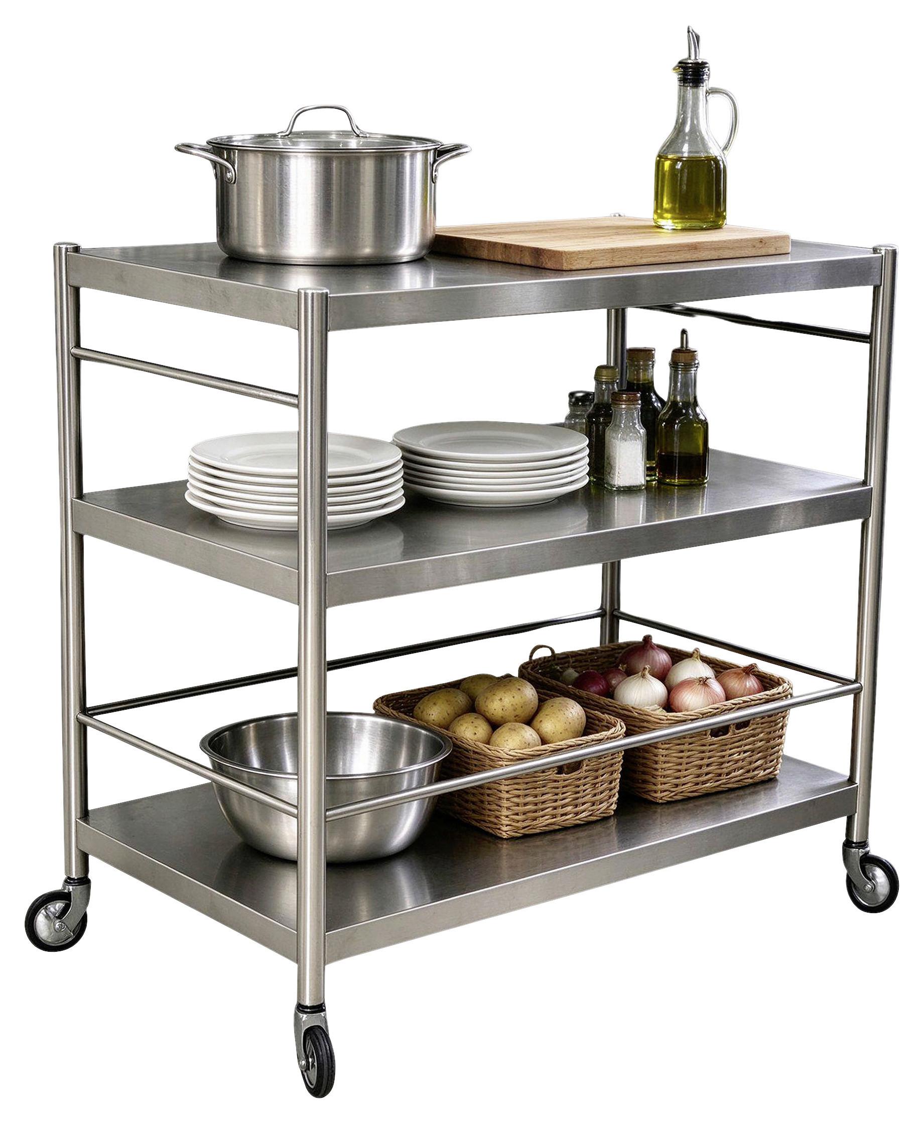 SERVERINGSVAGN SANDRO -EXKLUSIV- - silver/svart, Klassisk, metall/plast (95/88/55cm) - Mömax