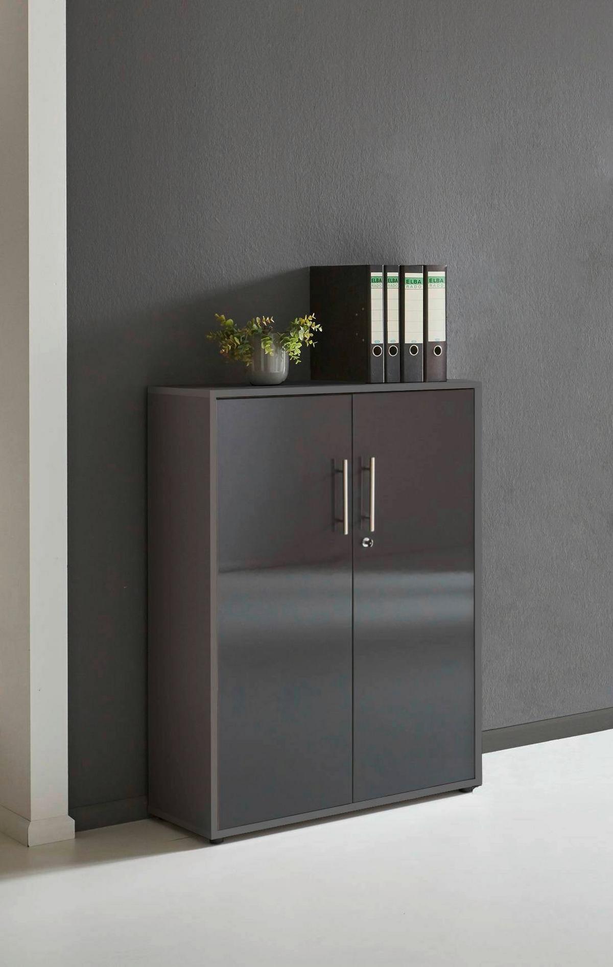AKTENSCHRANK OFFICE EDITION - Anthrazit/Anthrazit Hochglanz, MODERN, Holzwerkstoff (84,4/113,6/33cm) - MID.YOU