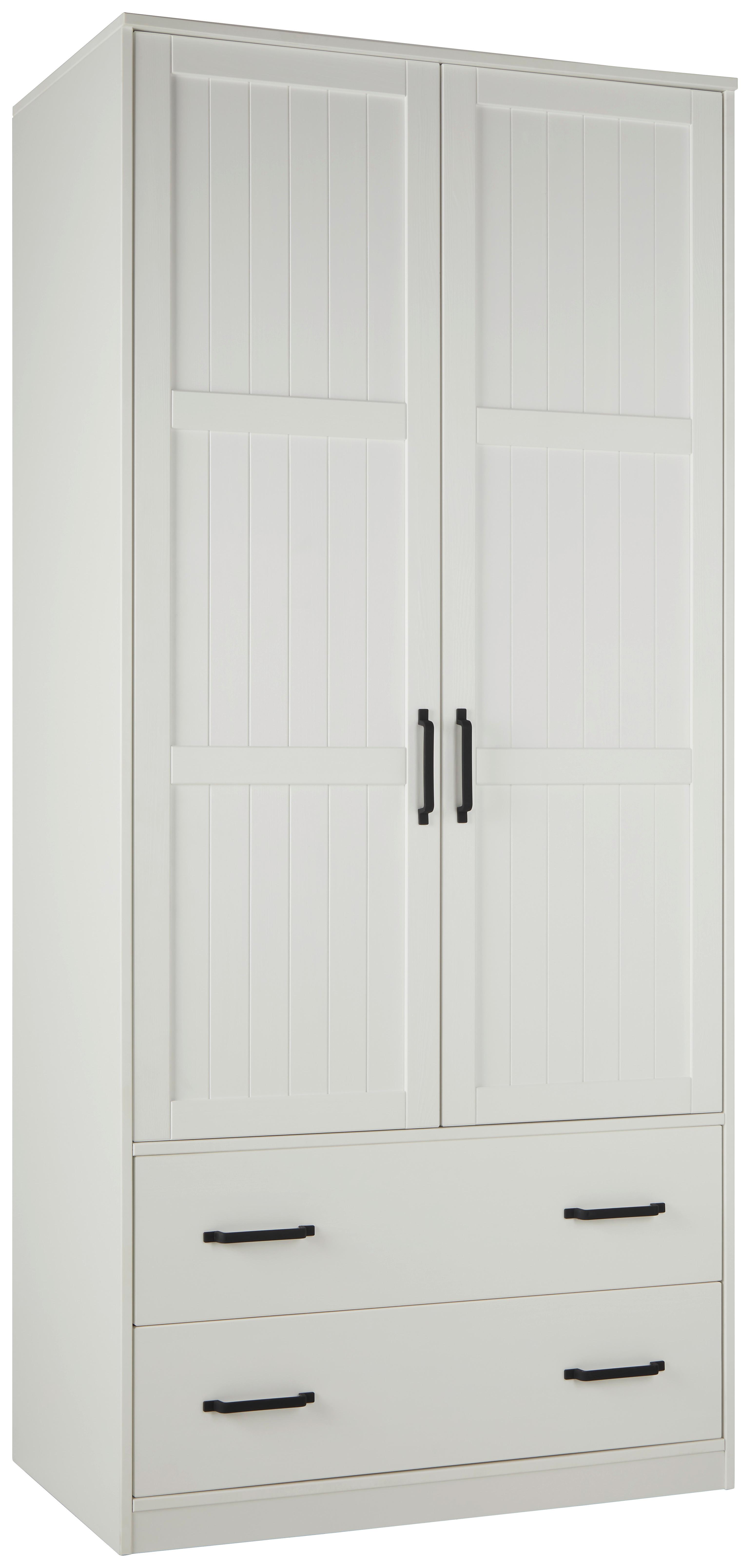 Drehtürenschrank aus Kiefer teilmassiv in Weiß - Schwarz/Weiß, ROMANTIK / LANDHAUS, Holz/Kunststoff (100/220/60cm) - Mömax
