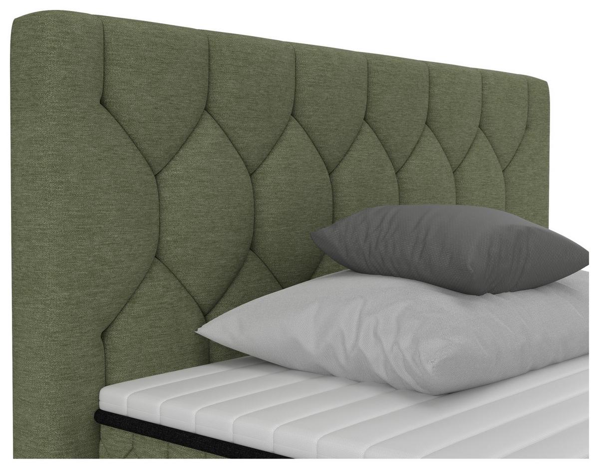 Boxbett Maya D Olivgrün ca. 140x200cm - Schwarz/Olivgrün, KONVENTIONELL, Holz/Holzwerkstoff (140/200cm) - Mömax