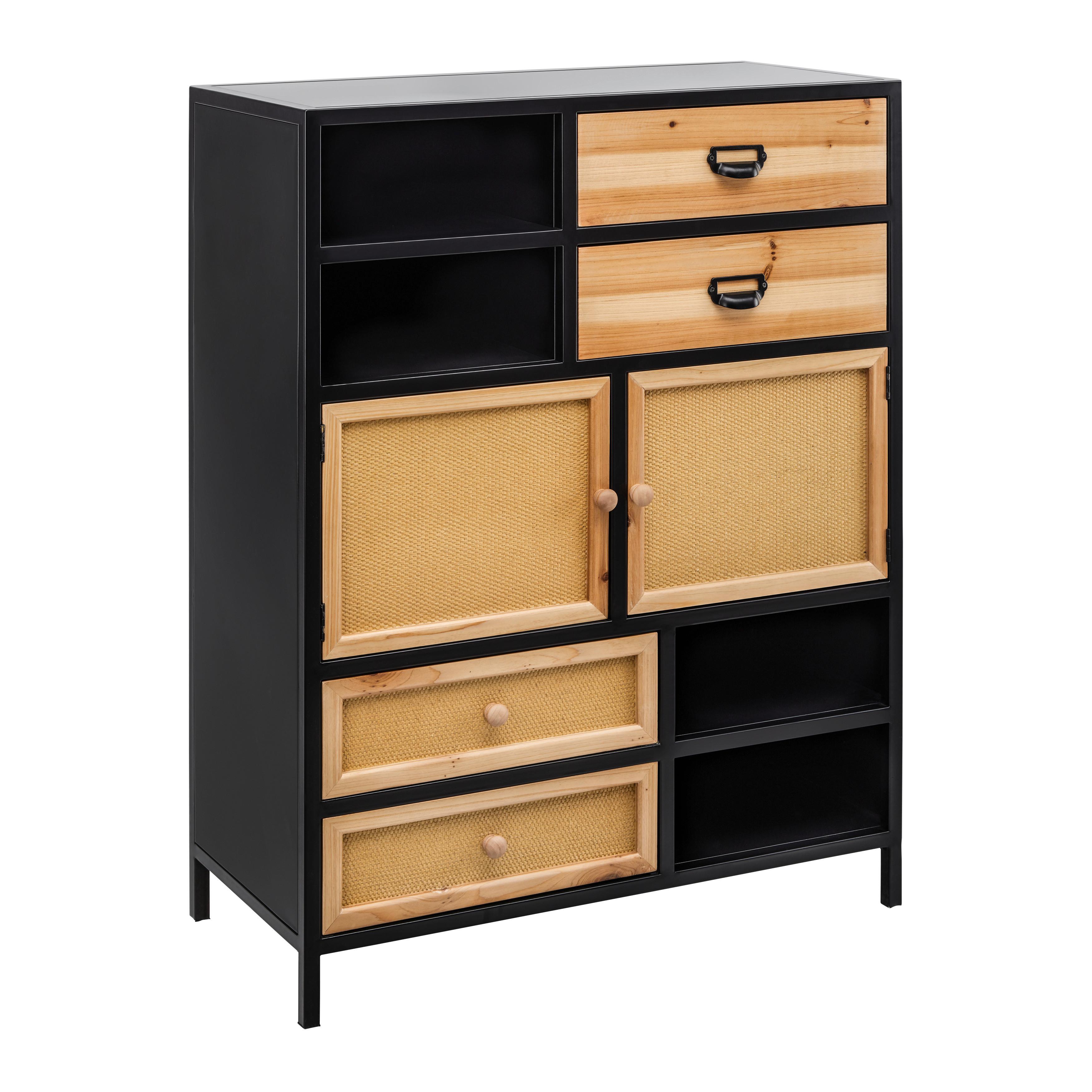 Kommode Vittoria Schwarz/Natur Echtholz/MDF - Schwarz/Naturfarben, MODERN, Holz/Metall (79/105/38cm) - Bessagi Home