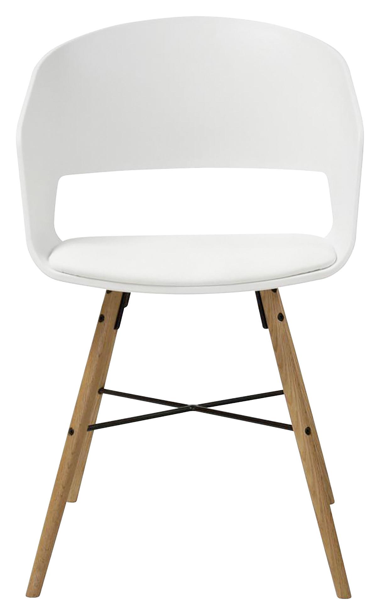 KRZESŁO Z PODŁOKIETNIKAMI LUNA 10 - kolor bukowy/biały, Lifestyle, tworzywo sztuczne/metal (51,5/80,5/52cm) - Livetastic